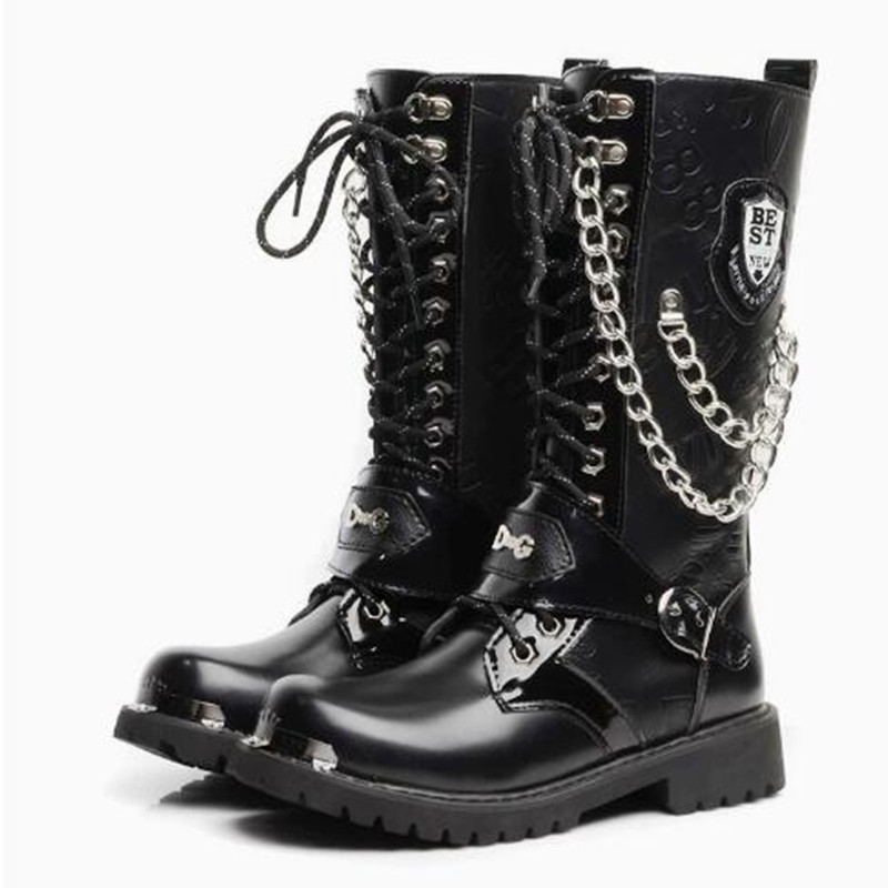 Luxury Men Motorcycle Boots Mi - Steel Chain ulasan dan harga