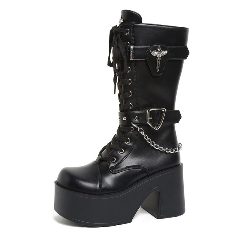 Goth Platform Chunky High Heel - Motorcycle Chain ulasan dan harga